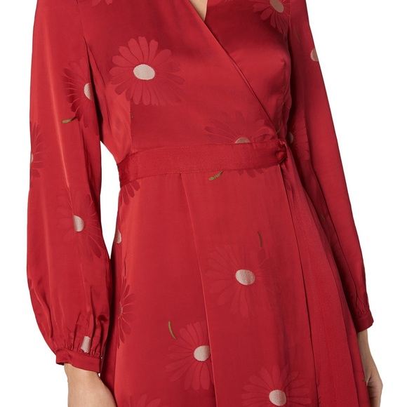 NWOT LK Bennett Red Floral Long Sleeve Wrap Dress Dr Elspeth - Picture 3 of 15
